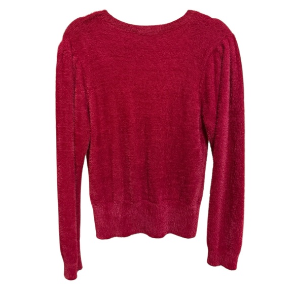 ASTR Wine Red Fuzzy Crop Sweater Women's Sz XL Minimalist Soft Girl Era - Picture 3 of 10
